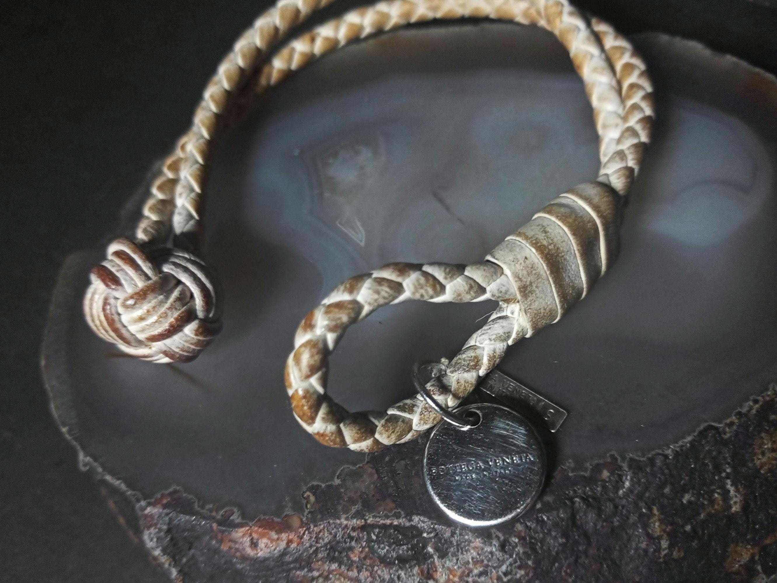 Silver Leather Bracelet for Women by Bottega Veneta