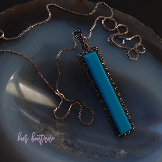 Collier Chaîne En Argent Massif 925 Maille Art Nouveau - Déco Turquoise, Occasion, Fabriqué En France