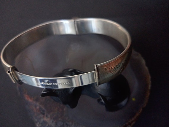 Vintage Sterling Silver Embossed Bangle Bracelet … - image 7