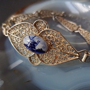 Silver Bracelet for Women - Vintage Sterling Silver Bracelet - Antique Art Nouveau Filigree in 835 Continental Silver