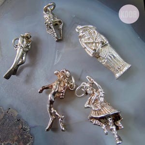 Silver Charms for Women - Vintage Sterling Silver Bracelet Necklace Charms -  Silver Jewelry UK