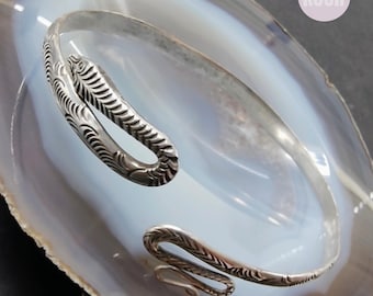 Manchette serpent en argent pour femme - Manchette vintage en argent sterling - Bijoux en Argent Royaume-Uni