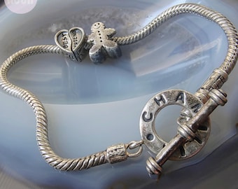 Bracelet à breloques en argent pour femme - Bracelet à breloques en argent sterling Chamilia vintage - Bijoux en argent Royaume-Uni