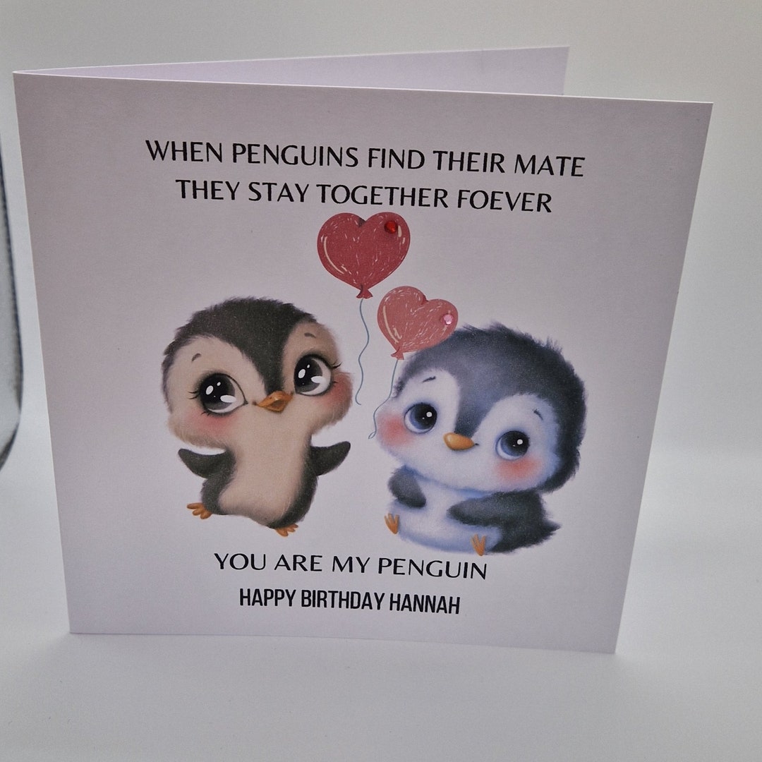 Penguin Personalised Birthday Card, Penguins Card, Saying Penguin Card ...