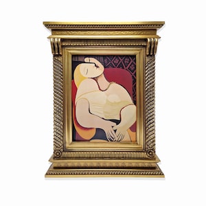 Hand Carved Antique Gold frame with Picasso Le Reve 12x16 & 16x20 inches print, Gold Vintage Style Frame. Antique Home Decor, Made in UK