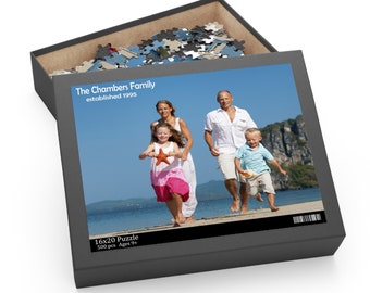 Custom Family Photo Puzzle - With Quote of Choice - Jigsaw Puzzle Personalized - Gift for Family (120, 252, 500-Piece)