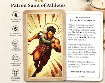 Saint Sebastian - Patron Saint of Athletes - Printed Holy Prayer Card