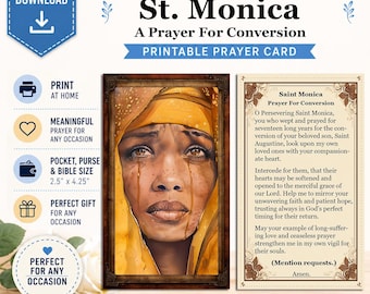 Saint Monica - Digital Download Holy Prayer Card A Prayer For Conversion