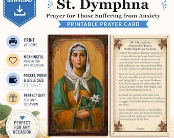 Saint Dymphna - Digital Download Holy Prayer Card - Prayer for Those Suffering from Anxiety