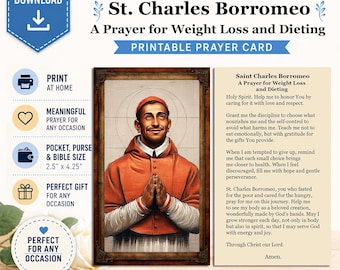 Saint Charles Borromeo - Digital Download Holy Prayer Card - A Prayer for Weight Loss and Dieting