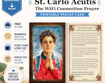 Saint Carlo Acutis Holy Prayer Card - The WiFi Connection Prayer - (Digital Download)