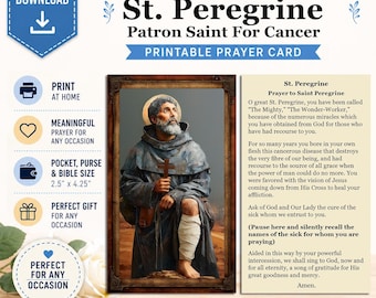 Saint Peregrine - Digital Download Holy Prayer Card - Patron Saint For Cancer