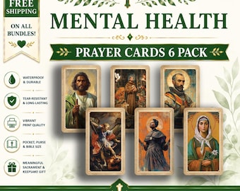 Mental Health Prayer Card Set – 6 Holy Cards for Anxiety, Depression, Peace & Healing