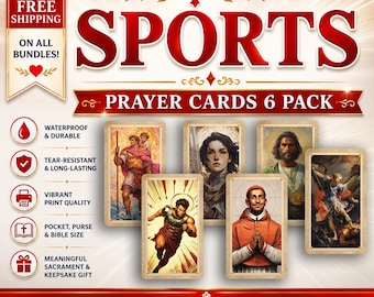 Sports Prayer Card Set – 6 Holy Cards for Athletes, Courage, Strength & Discipline