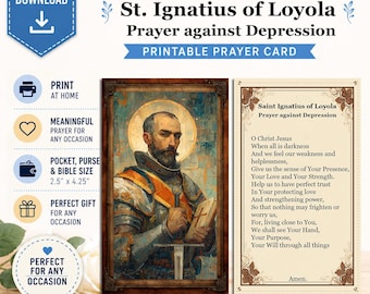 Saint Ignatius of Loyola Holy Prayer Card - Prayer against Depression - (Digital Download)