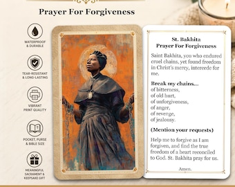 Saint Bakhita - Prayer For Forgiveness - Printed Holy Prayer Card