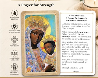Black Madonna - A Prayer for Strength and Divine Protection - Printed Holy Prayer Card