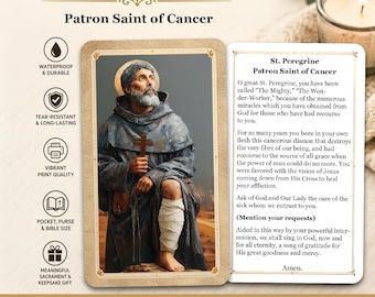 Saint Peregrine - Patron Saint of Cancer - Printed Holy Prayer Card