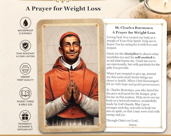 Saint Charles Borromeo - A Prayer for Weight Loss and Dieting - Printed Holy Prayer Card