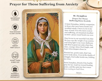 Saint Dymphna - Prayer for Those Suffering from Anxiety - Printed Holy Prayer Card