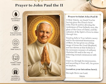 Saint Pope John Paul  II - Printed Holy Prayer Card