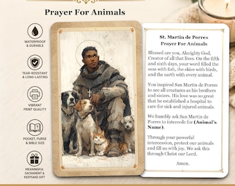 Saint Martin de Porres - Prayer For Animals - Printed Holy Prayer Card