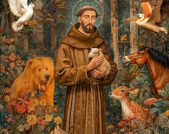 Lámina artística de San Francisco de Asís (descarga digital, archivos de alta resolución, acceso instantáneo)