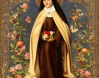 Lámina artística de Santa Teresita de Lisieux - (Descarga digital, archivos de alta resolución, acceso instantáneo)