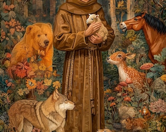 Lámina artística de San Francisco de Asís (descarga digital, archivos de alta resolución, acceso instantáneo)