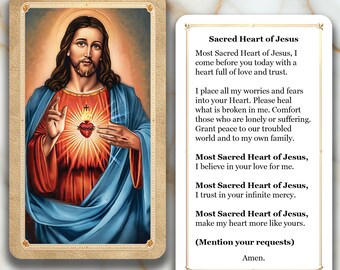 Sacred Heart of Jesus - Printed Holy Prayer Card
