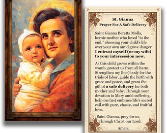 Estampa de oración de Santa Gianna - Oración por un parto seguro - (Descarga digital)