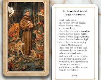 San Francisco de Asís - Oración por la Paz - Tarjeta de Oración Impresa