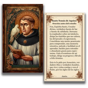 Tarjeta Devocional de Santo Tomás de Aquino - Oración antes del estudio - (Descarga Digital)