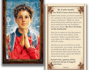 Estampa de San Carlo Acutis - Oración por la conexión wifi - (Descarga digital)