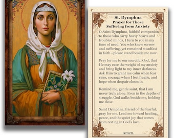 Estampa de Santa Dymphna - Oración por quienes sufren ansiedad (Descarga digital)