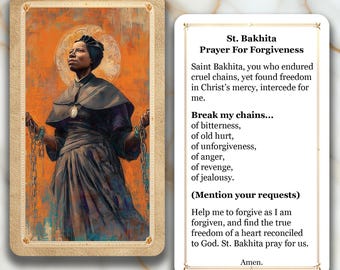St. Bakhita - Prayer For Forgiveness - Printed Holy Prayer Card