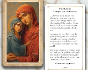 Saint Anne Holy - For Motherhood - Printed Holy Prayer Card