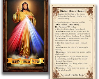 Divine Mercy Chaplet - Holy Prayer Card - Jesus I Trust In You - (Digital Download)