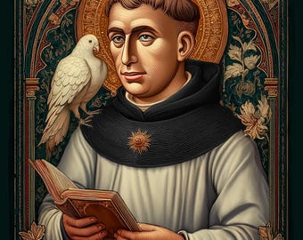 Saint Thomas Aquinas Art Print - (Digital Download , High Res Files, Instant Access)