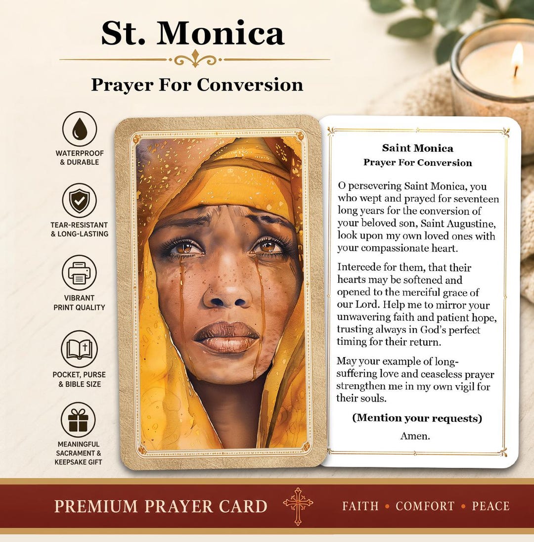 Saint Monica - Prayer for Conversion - Printed Holy Prayer Card - Etsy