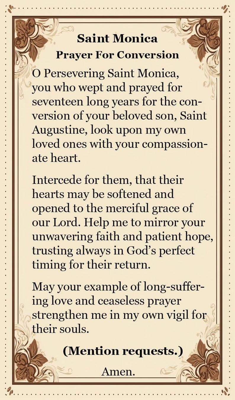 Saint Monica Holy Prayer Card A Prayer for Conversion - (digital ...