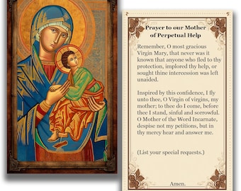 Estampa de oración de Nuestra Señora del Perpetuo Socorro (Descarga digital)