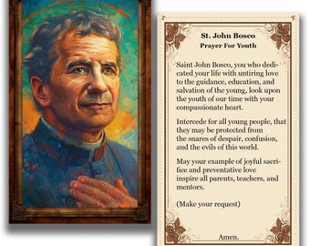 Estampa de San Juan Bosco - Oración por la Juventud - (Descarga digital)