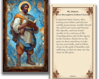 Estampa de oración de Santiago Apóstol - Para tener fuerza para seguir a Cristo - (Descarga digital)