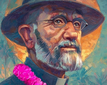 Lámina artística de San Damián de Molokai - (Descarga digital)