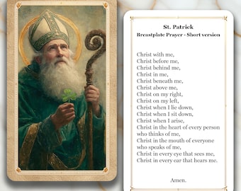 Saint Patrick - Breastplate Prayer - Short version - Printed Holy Prayer Card