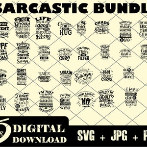 Sarcastic Svg Bundle , Sarcastic Svg Files, Funny Quotes Svg, Png, Silhouette, Cricut,  Funnny Svg, Digital, Sarcasm Svg, Shirt Bundle