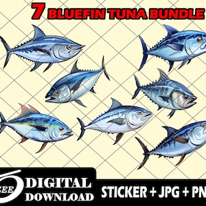 Blue Fin Tuna Bundle PNG, Tuna Bundle Stickers, Blue fin Tuna Sticker, Bundle PNG, Fish Sticker, Fish PNG, Fishing Png, Fishing Sticker