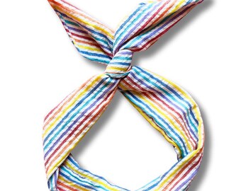 Regenbogen Seersucker Wire Stirnband: Vielseitig Pastell Haarschmuck