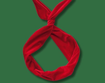 Rotes Samt-Stirnband: Twist Boho-Stil